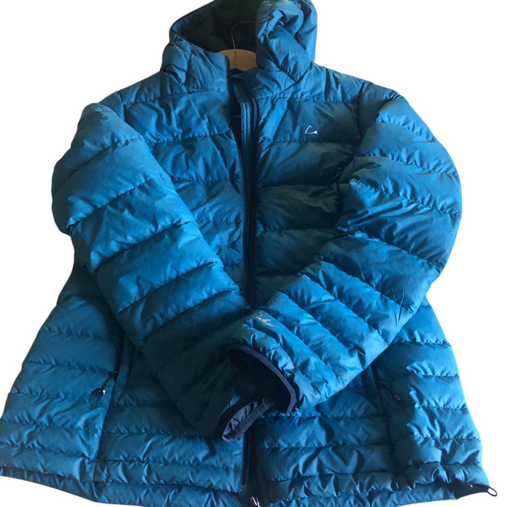 Teal Paradox lightweight down-filled hooded puffer jacket